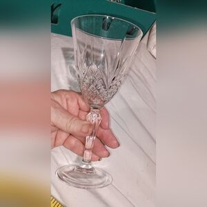 SALZBURG Cristal de Flandre Clear Cut Lead Crystal 7-3/8" Water Goblet 4 Glasses